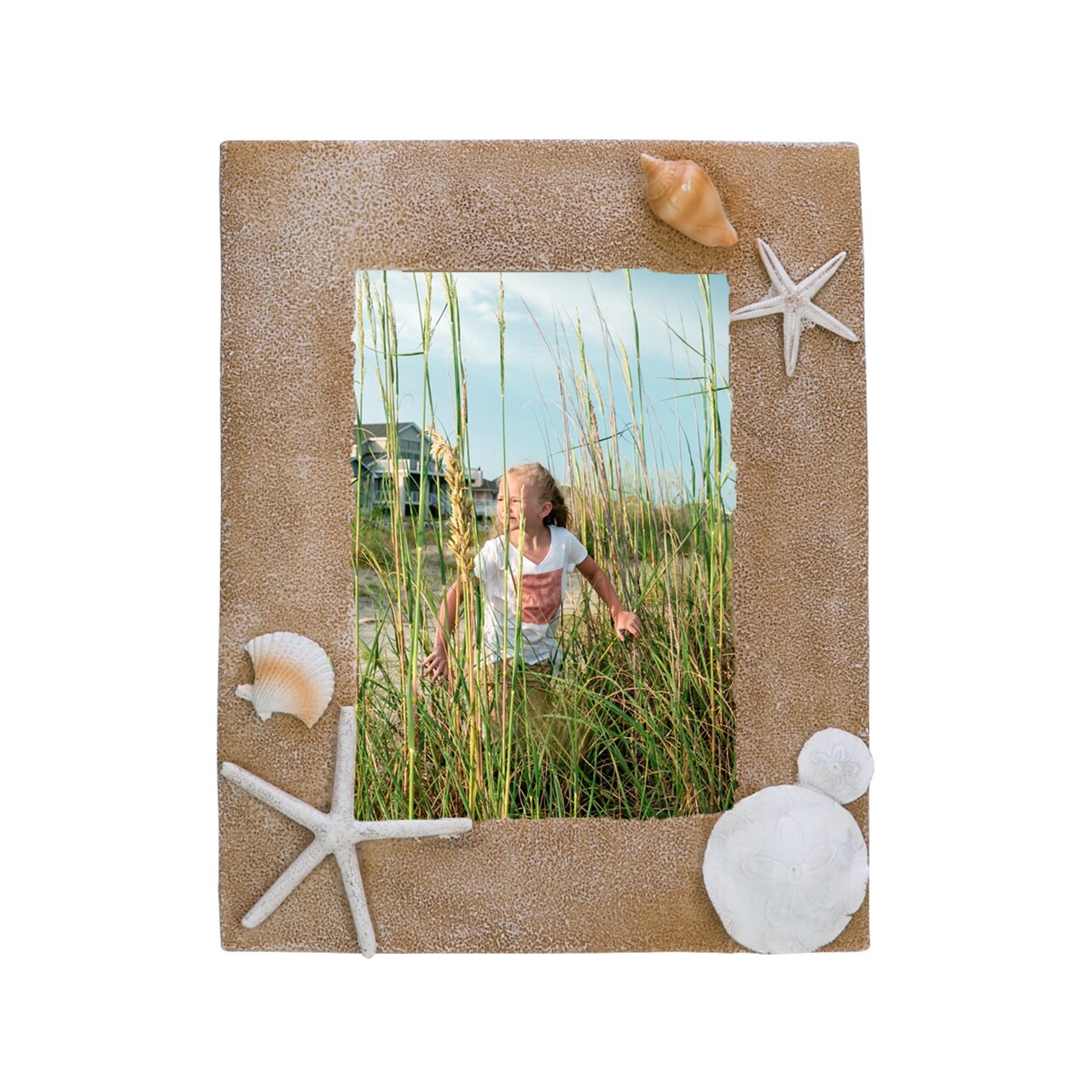 4x6 Sand & Shell Photo Frame Picture Holder for Wall Shelf or Tabletop Decor Decoration